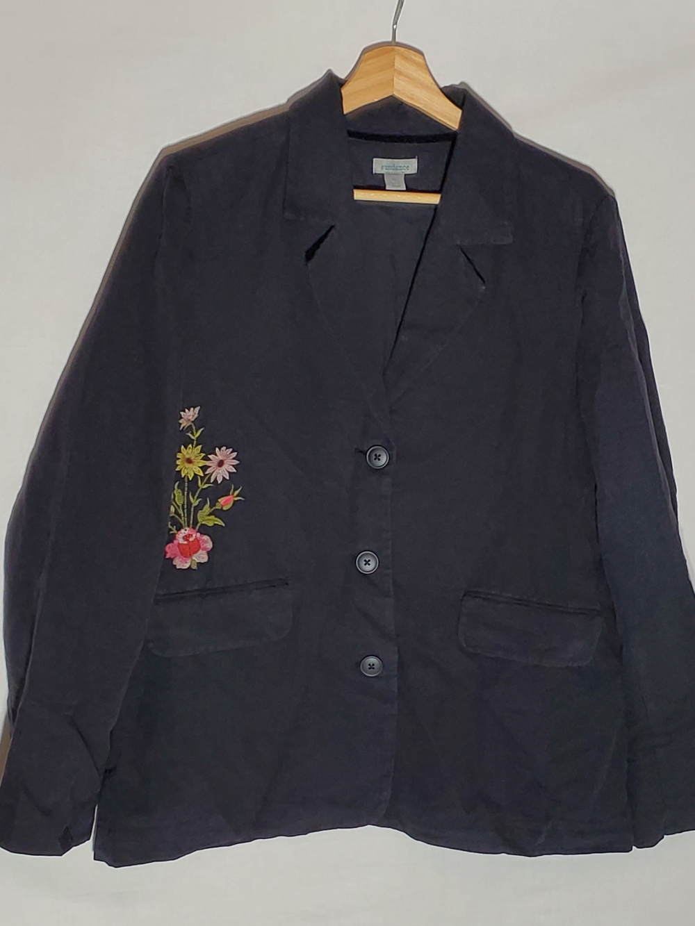 Sundance Summersby Blazer Jacket XL Floral Embroidered Linen Cotton Butterfly